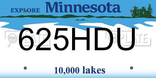 625HDU Minnesota License Plate