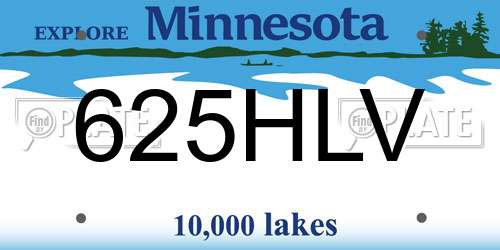 625HLV Minnesota License Plate