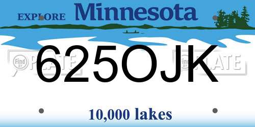 625OJK Minnesota License Plate