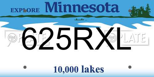 625RXL Minnesota License Plate
