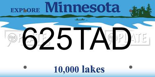 625TAD Minnesota License Plate