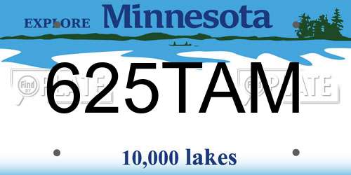 625TAM Minnesota License Plate