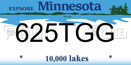 625TGG Minnesota License Plate