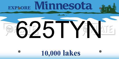 625TYN Minnesota License Plate