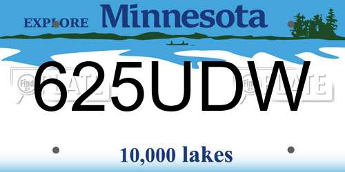 625UDW Minnesota License Plate