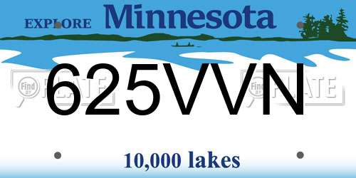 625VVN Minnesota License Plate