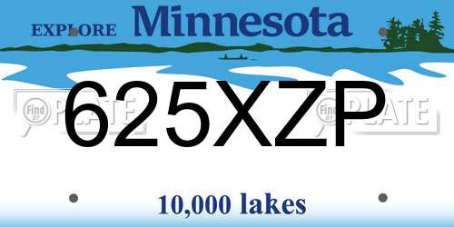 625XZP Minnesota License Plate