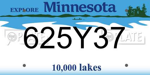 625Y37 Minnesota License Plate