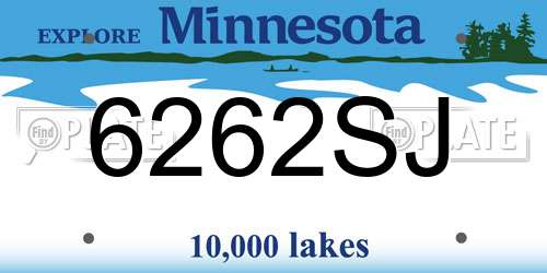 6262SJ Minnesota License Plate