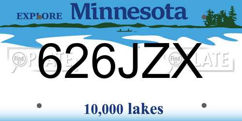 626JZX Minnesota License Plate