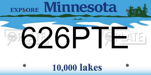 626PTE Minnesota License Plate