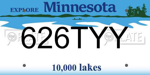 626TYY Minnesota License Plate