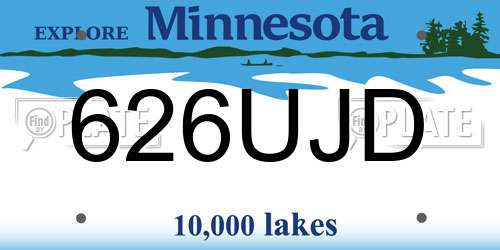 626UJD Minnesota License Plate