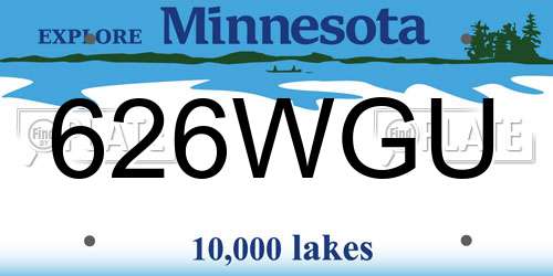 626WGU Minnesota License Plate