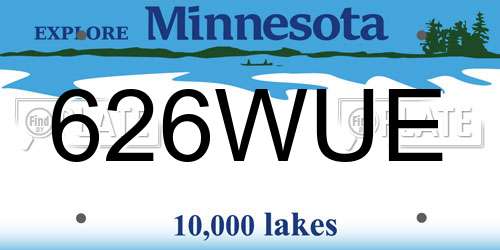 626WUE Minnesota License Plate