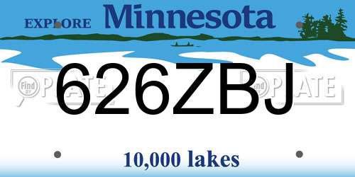 626ZBJ Minnesota License Plate