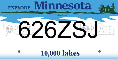 626ZSJ Minnesota License Plate