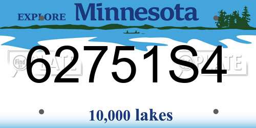 62751S4 Minnesota License Plate