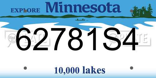 62781S4 Minnesota License Plate
