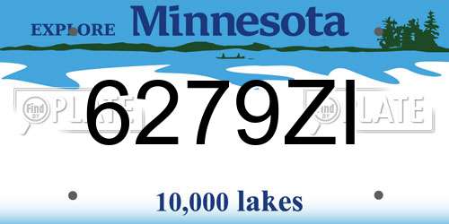 6279ZI Minnesota License Plate