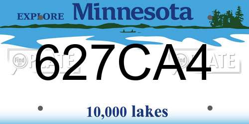 627CA4 Minnesota License Plate