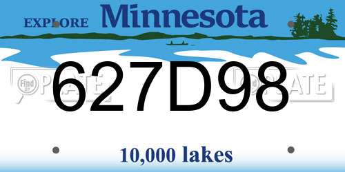 627D98 Minnesota License Plate