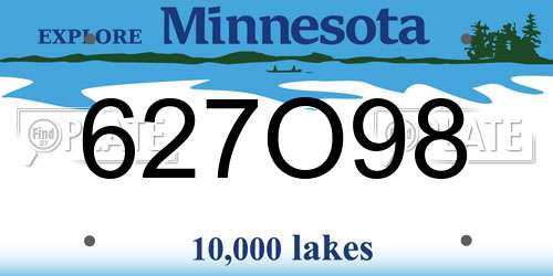 627O98 Minnesota License Plate