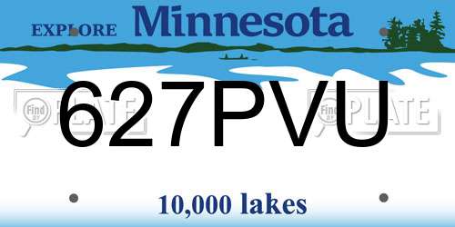 627PVU Minnesota License Plate