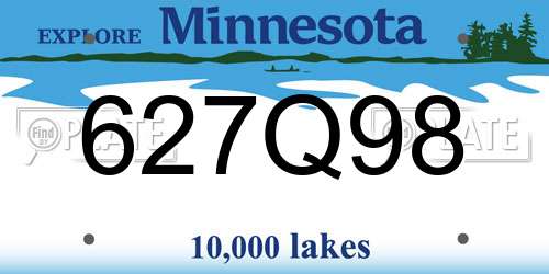 627Q98 Minnesota License Plate