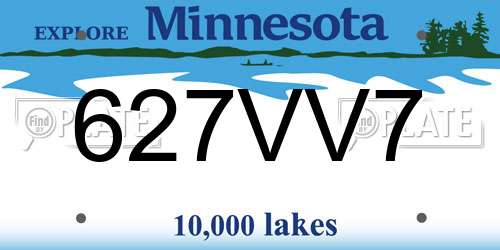 627VV7 Minnesota License Plate