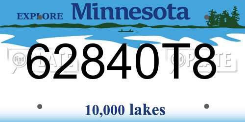 62840T8 Minnesota License Plate