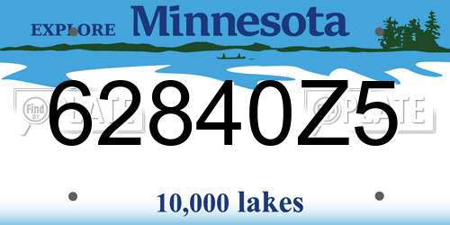 62840Z5 Minnesota License Plate