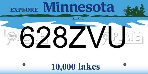 628ZVU Minnesota License Plate