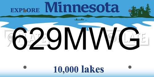 629MWG Minnesota License Plate
