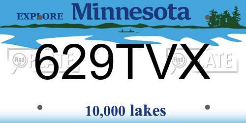 629TVX Minnesota License Plate
