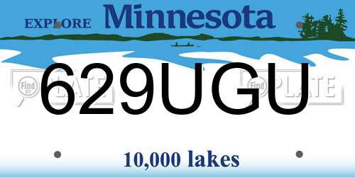 629UGU Minnesota License Plate