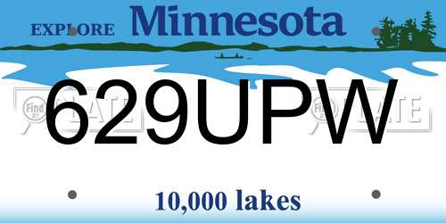629UPW Minnesota License Plate