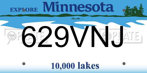 629VNJ Minnesota License Plate