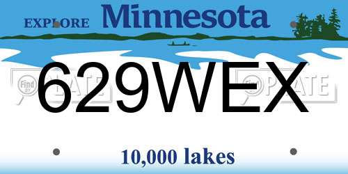629WEX Minnesota License Plate