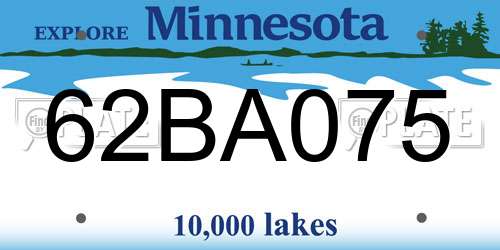 62BA075 Minnesota License Plate