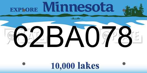 62BA078 Minnesota License Plate