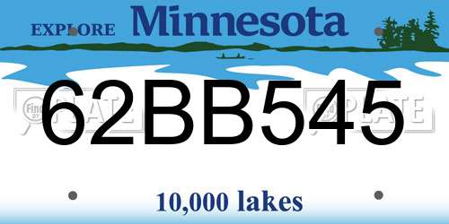 62BB545 Minnesota License Plate
