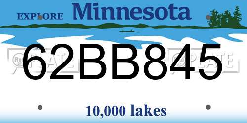 62BB845 Minnesota License Plate