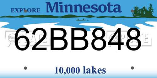62BB848 Minnesota License Plate