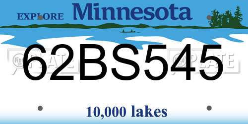 62BS545 Minnesota License Plate