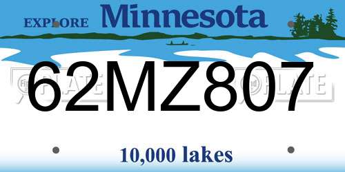 62MZ807 Minnesota License Plate