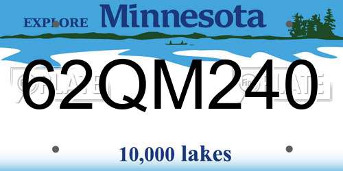 62QM240 Minnesota License Plate