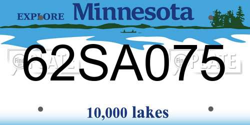 62SA075 Minnesota License Plate
