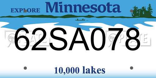 62SA078 Minnesota License Plate