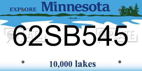 62SB545 Minnesota License Plate